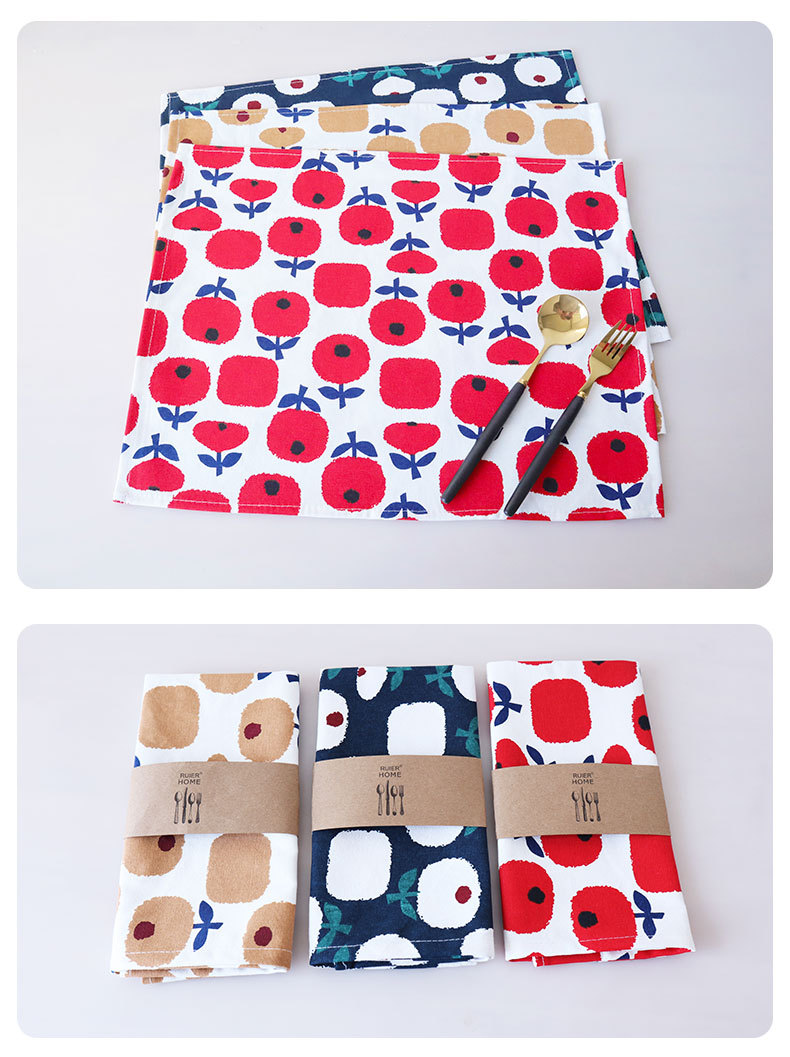 Nordic Style Home Cotton Fabric Printed Napkins Tea Towels Kitchen Towels Table Cloth