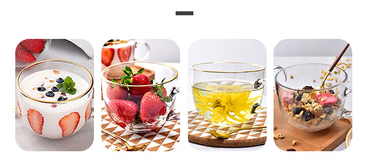 470ML Light Luxury Transparent Glass Cup with Handle Cup Mouth Golden Edge Decoration Breakfast Milk Cup Glass Coffee Cup