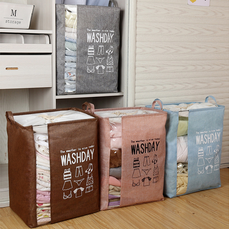 Window storage basket, foldable quilt storage bag, large capacity storage basket, fabric storage bag, household laundry hamper