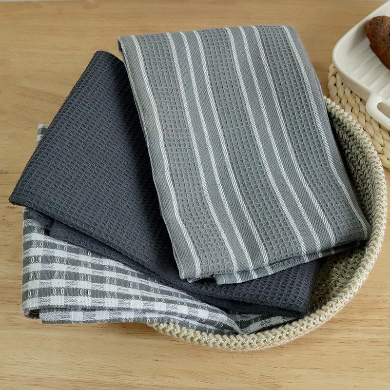 Three sets of gray series home cloth tea towel napkin kitchen towel