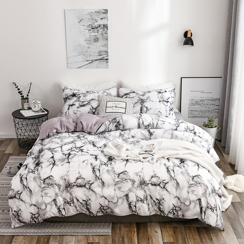 Modern Marble Print Bedding Set Pillowcase Duvet Cover  2/3PC Single Double Queen King 220x240 Size Bedclothes Quilt Cover