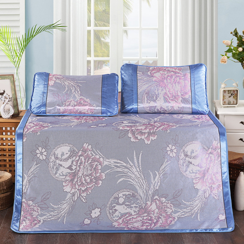 Viscose fiber mat set Summer cool bed mattress cover luxury jacquard flower bedspread fitted sheet with rubber bed pad 2/3pcs