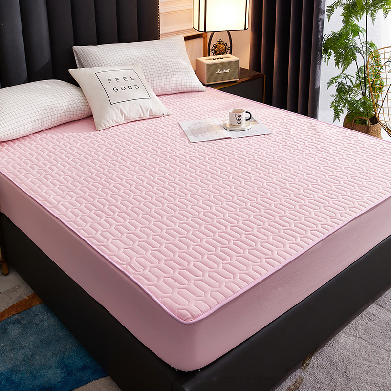 Solid Color Quilted Waterproof Mattress Protector Fitted Sheet Pad Cover for Mattress Thick Soft Breathable Mattress Pad Mat