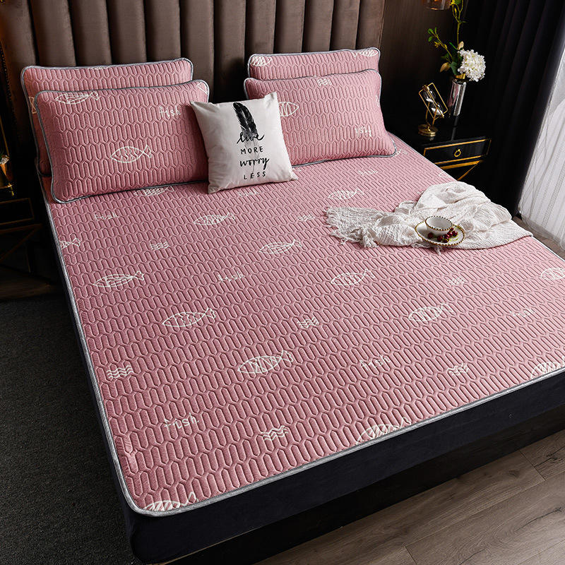 Viscose fiber mat set Summer cooling bed mattress cover jacquard flower bedspread fitted sheet with rubber bed pad Home Textiles