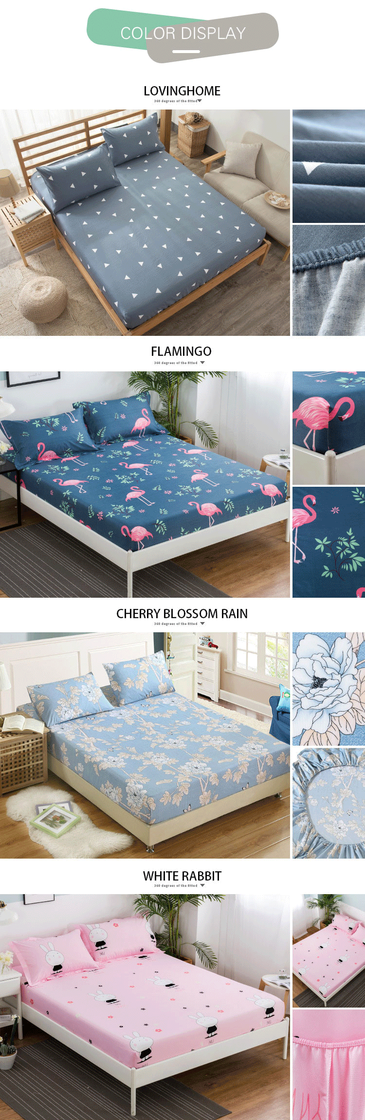 Home Textile Single Piece Bed Cover Mattress Protection Cover Cartoon Bed Cover 1.2m1.5m1.8m Anti-skid And Dustproof Bedsheet