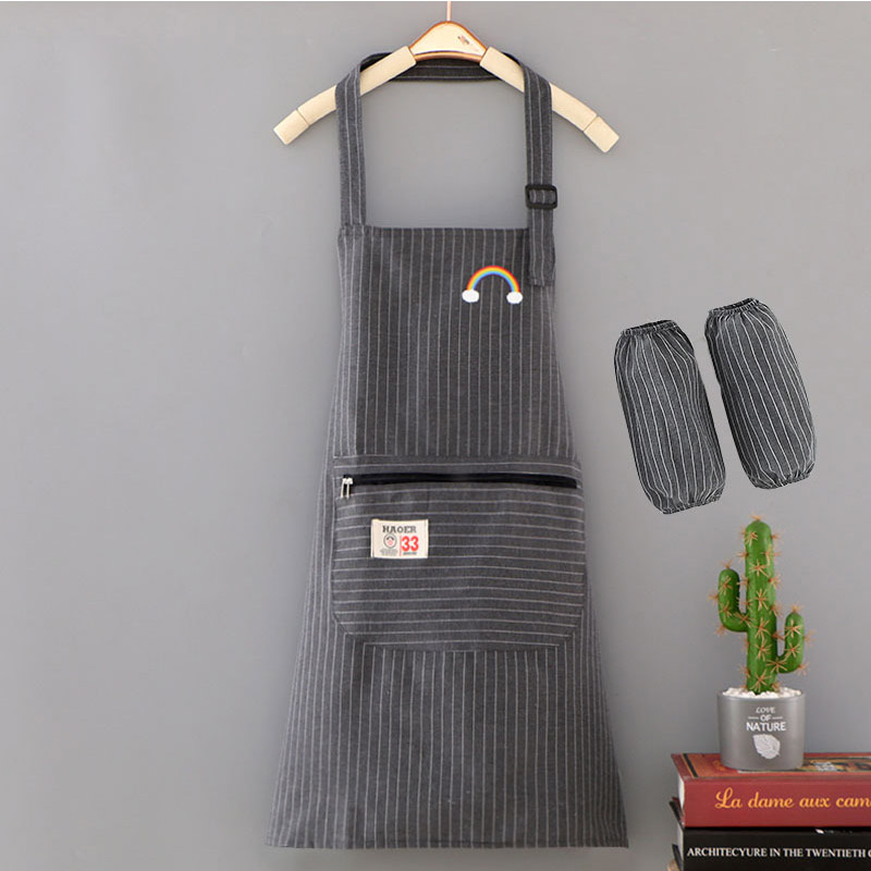 1Pcs Kitchen Wipeable Waterproof Oil-Proof Stripe Kitchen Arm Sleeve Nail Shop Apron For Women Baking Accessories 90*70CM