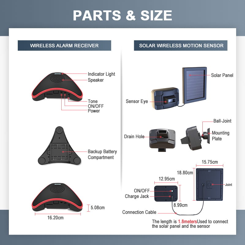 Solar Wireless Long Range Driveway Alarm System-Home/Farm DIY Security Alert System
