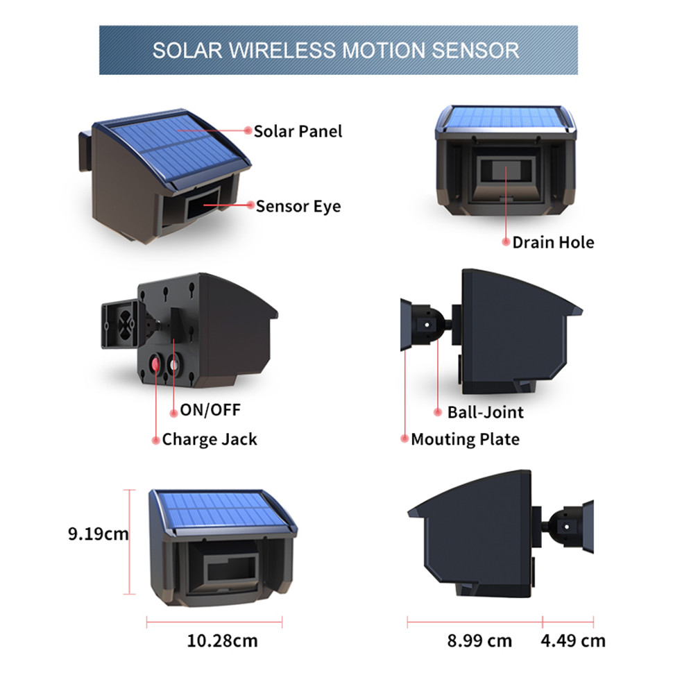 Solar Motion Sensor & Wireless Receiver System - 400 Meters Wireless Transmission Range - 15 Meters Sensor Detection Range - Fully Expandable System