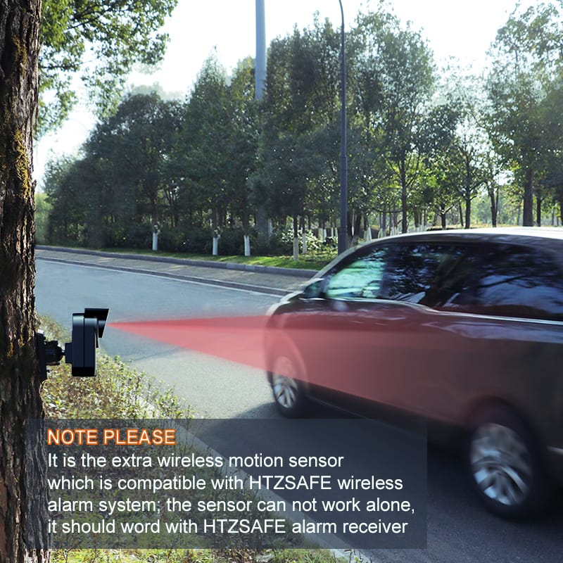 Driveway Sensor- Extra Wireless Weather Resistant Outdoor/Indoor Motion Sensor&Detector for HTZSAFE Alarms-1/2 Mile Wireless Transmission Range-Up to 50FT Sensor Range 2 Adjustable Sensitivities