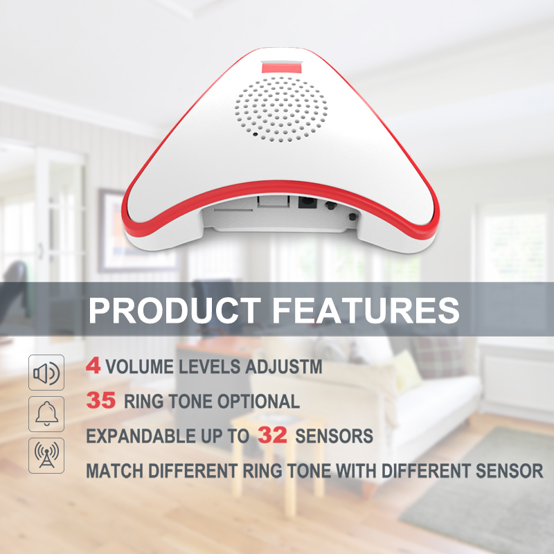 Extra Wireless  Receiver for HTZSAFE Wireless Alarms- Up to 32 Zones and 35 Optional Melodies- 4 Adjustable Volume Levels