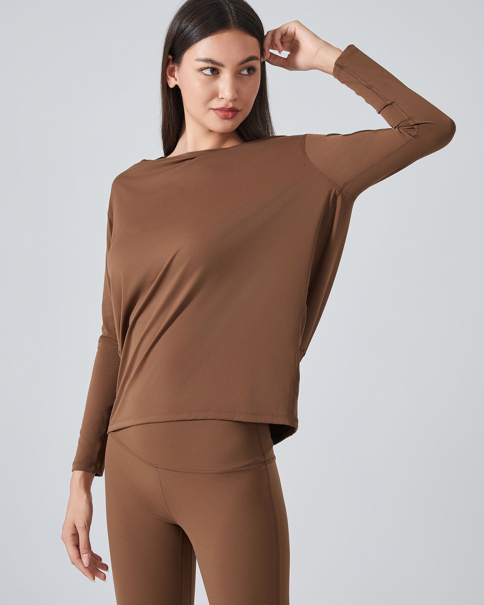 FITOP YOGA Long Sleeve Workout Tops Shirts for Women Loose Fit Athletic Yoga Shirt Casual Boat Neck Tops