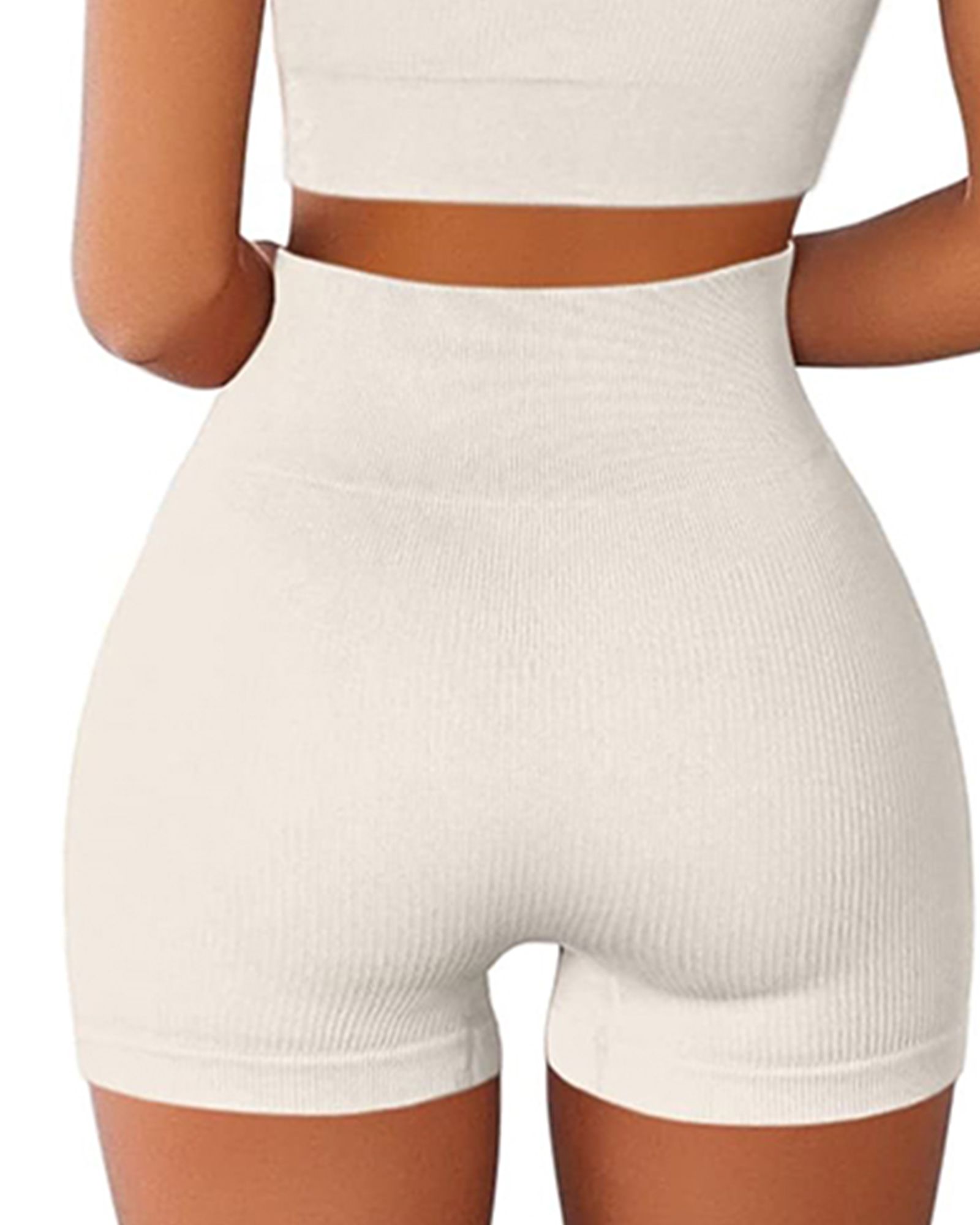 FITOP 3 Piece for Women Yoga Shorts Ribbed Seamless Workout High Waist Shorts Gym Leggings