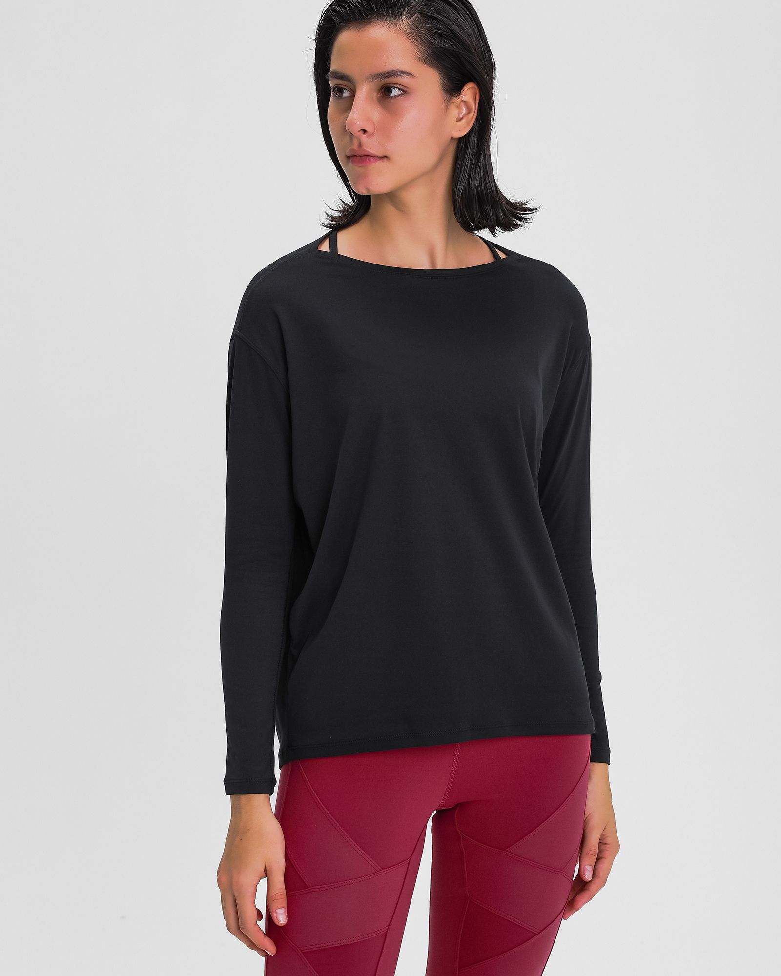 FITOP YOGA Long Sleeve Workout Tops Shirts for Women Loose Fit Athletic Yoga Shirt Casual Boat Neck Tops