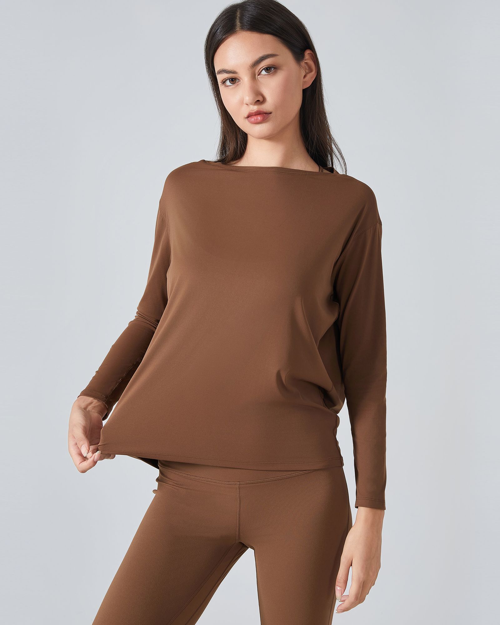 FITOP YOGA Long Sleeve Workout Tops Shirts for Women Loose Fit Athletic Yoga Shirt Casual Boat Neck Tops