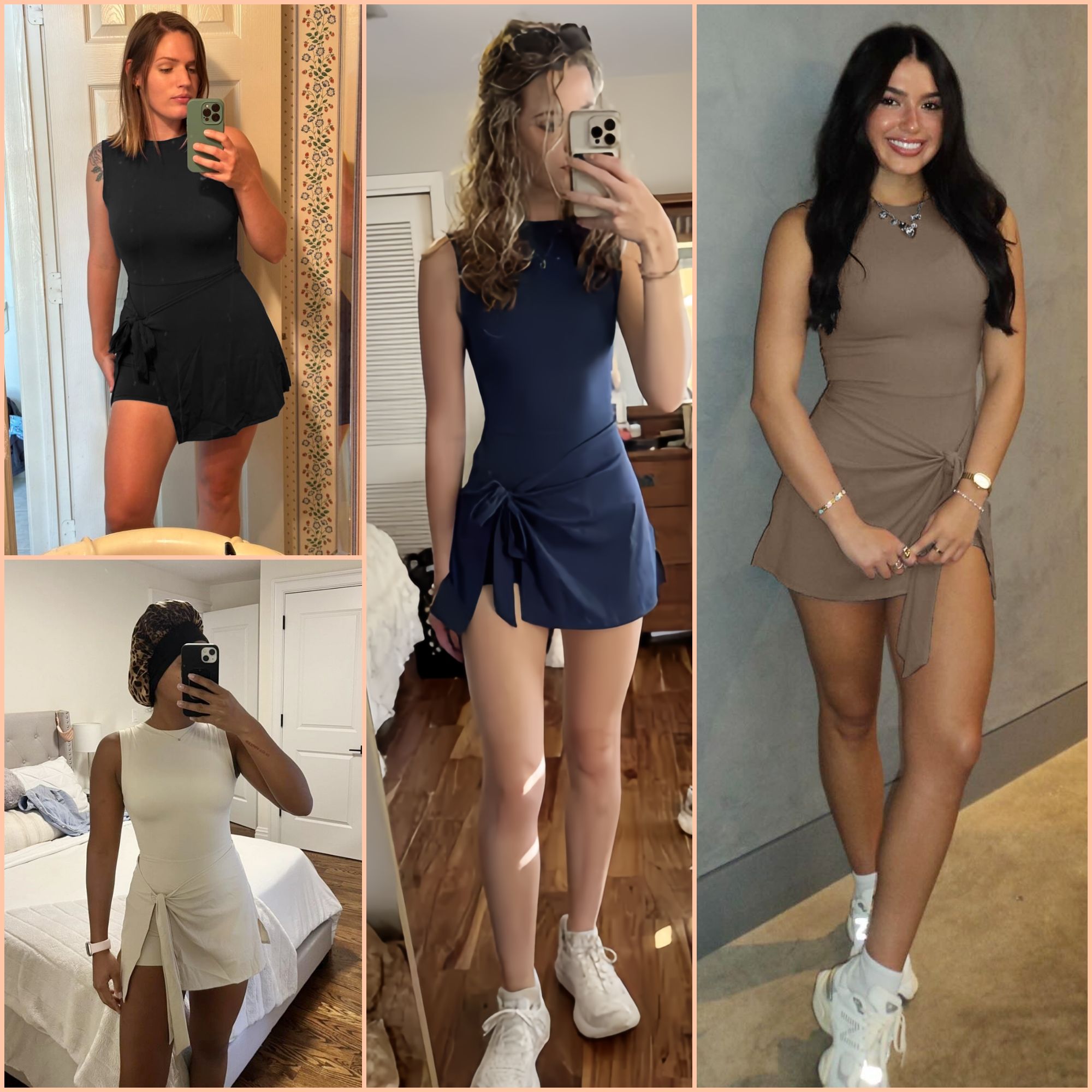 FITOP Womens Tennis Dress Sleeveless Wrap Skirt Athletic Dress with Built in Shorts Golf Dress Workout Rompers