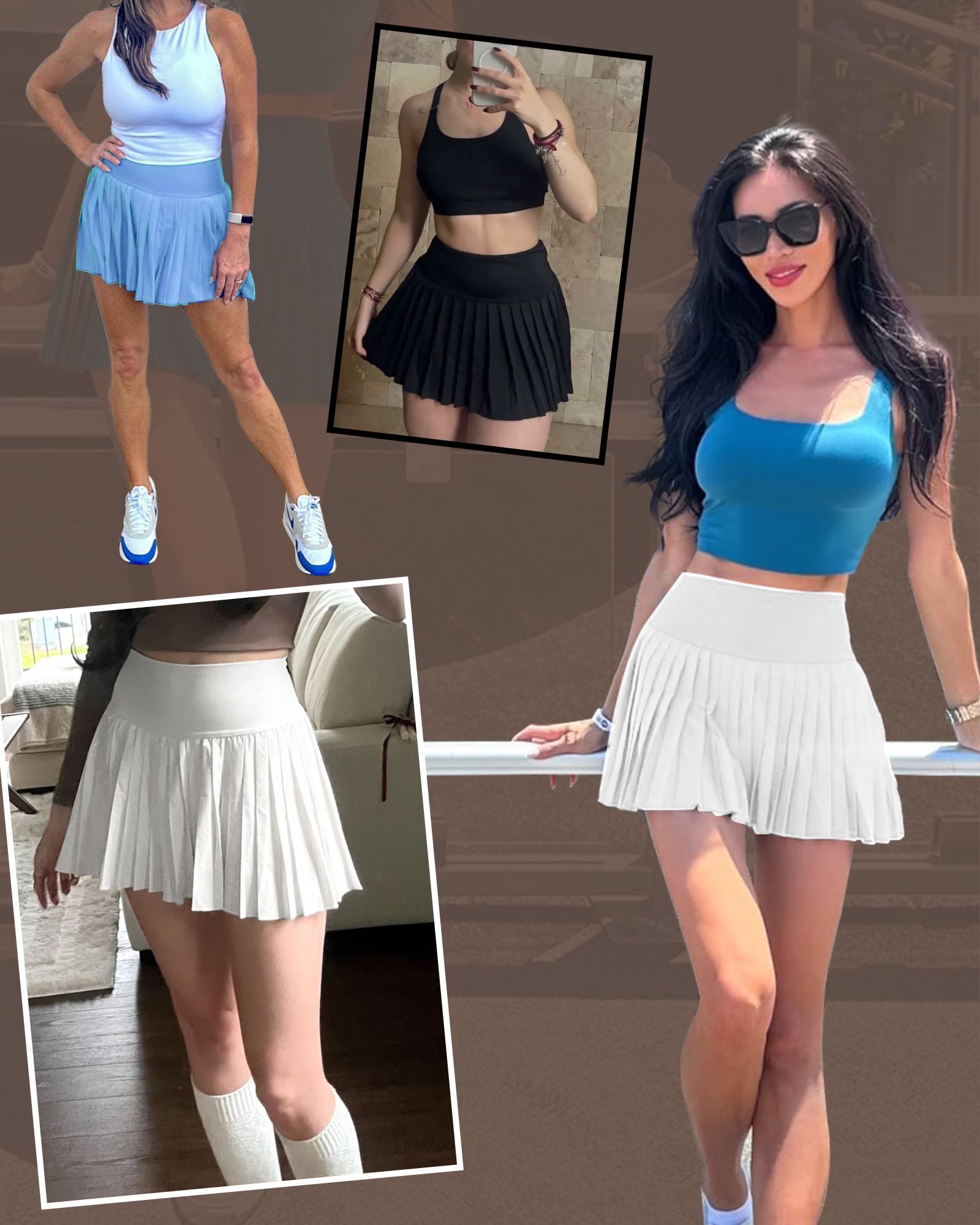【3】FITOP Pleated Tennis Skirt for Women with Pockets Shorts Women's High Waisted Casual Liner A Line Workout Golf Skorts Skirts