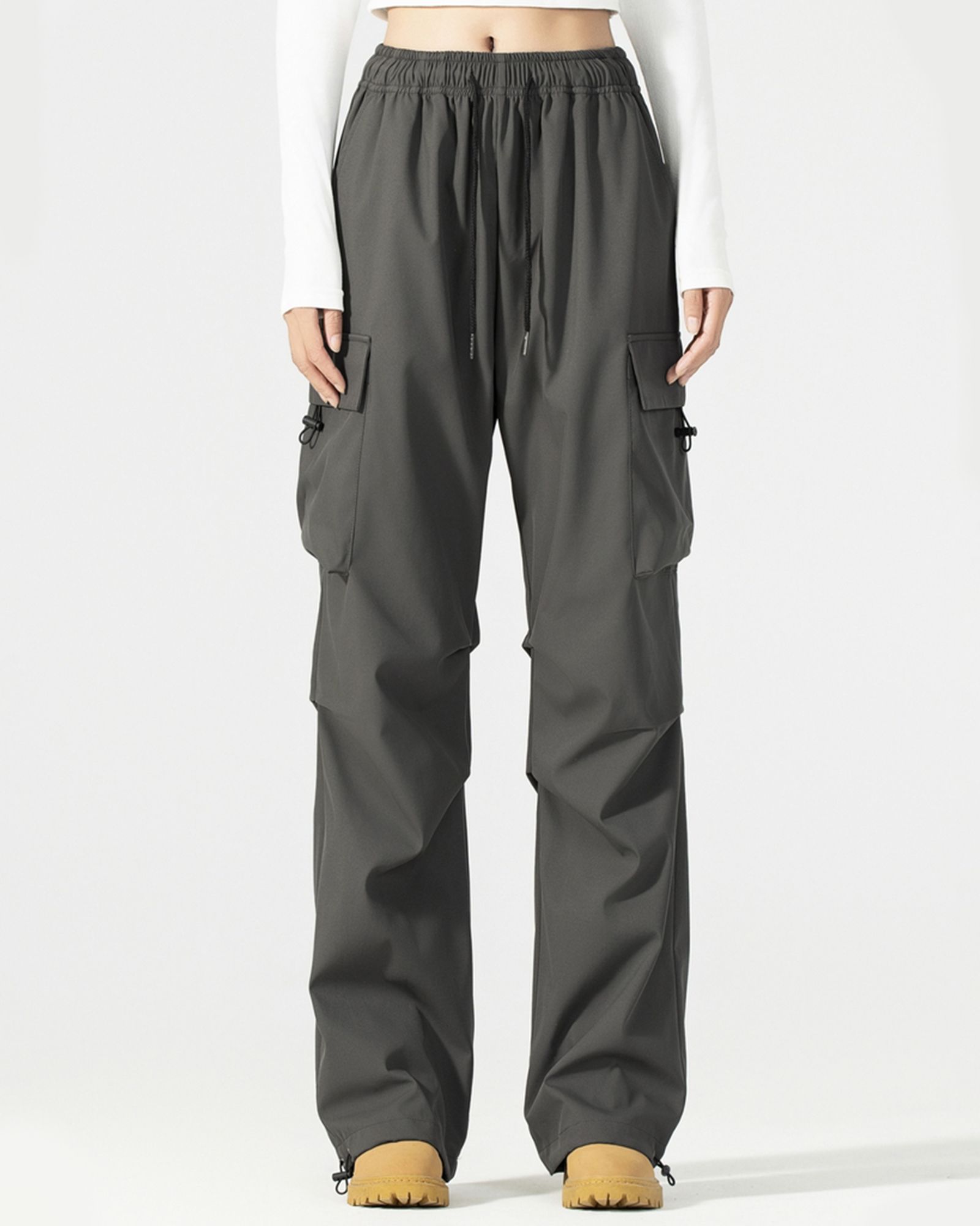 FITOP Women's Parachute Cargo Pants with Pockets Quick Dry Hiking Pants Lightweight Baggy Joggers
