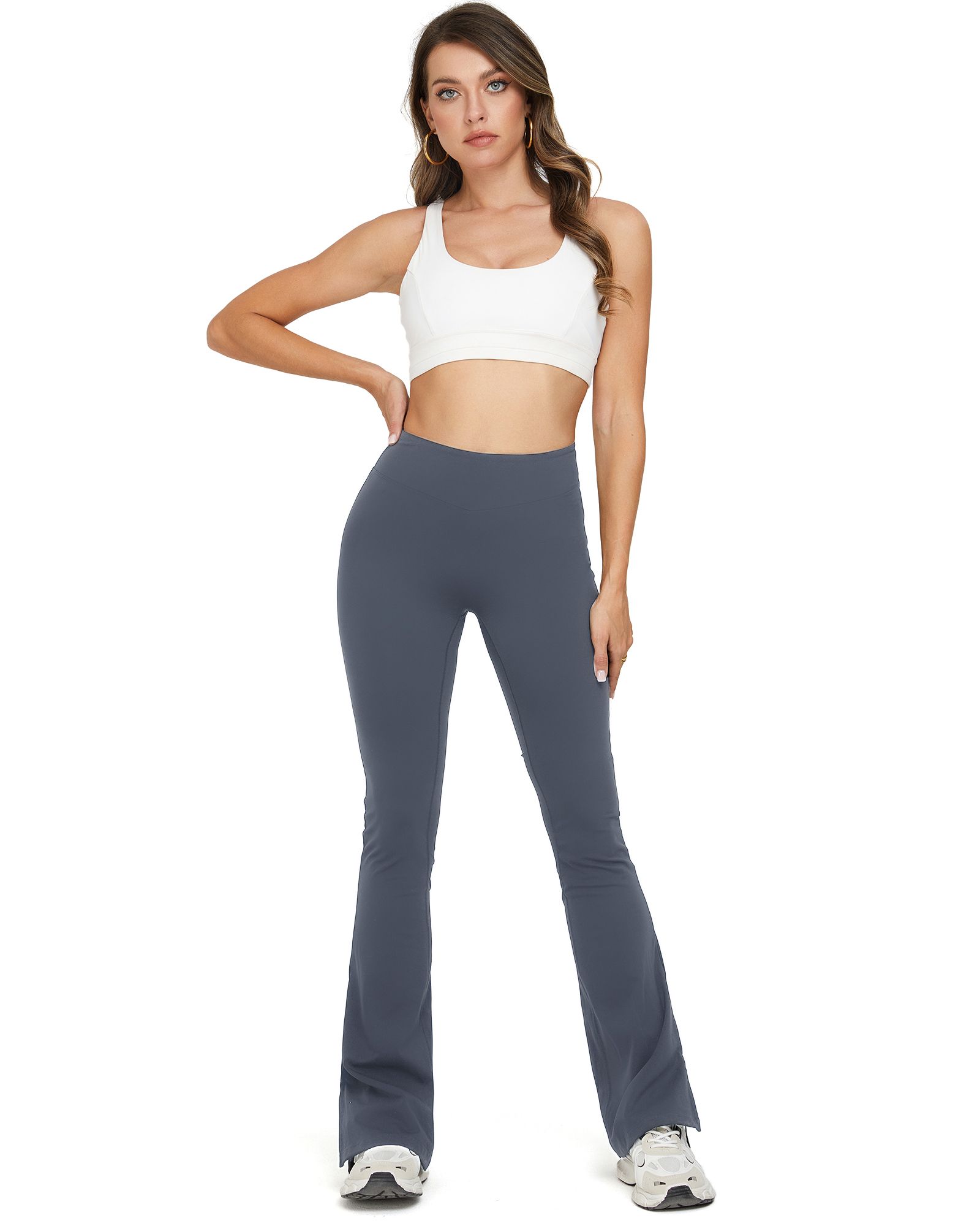 FITOP Womens Flared Leggings Slit Hem High Waist Bootcut Yoga Pants Buttery Soft Workout Bootleg Pants