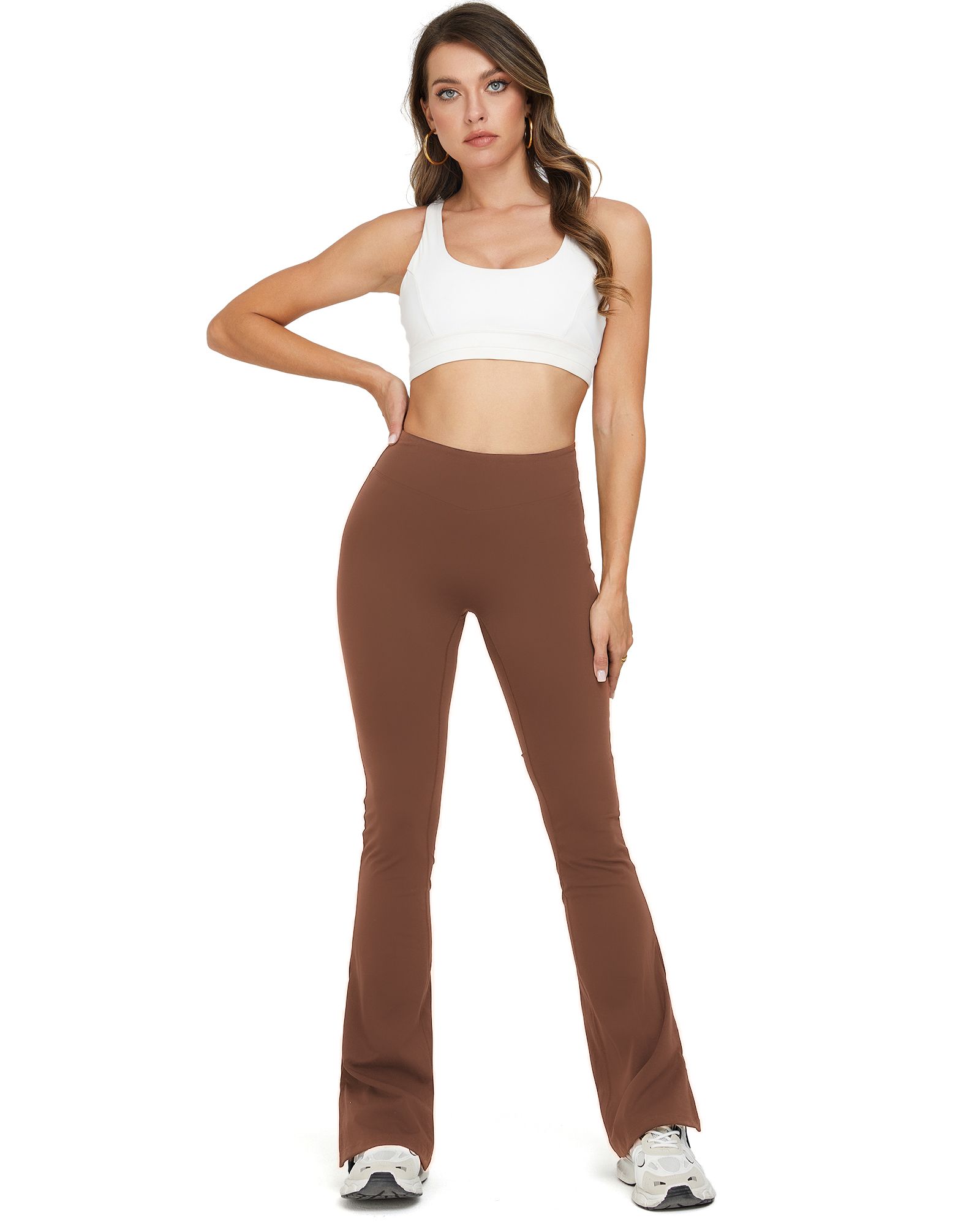 FITOP Womens Flared Leggings Slit Hem High Waist Bootcut Yoga Pants Buttery Soft Workout Bootleg Pants