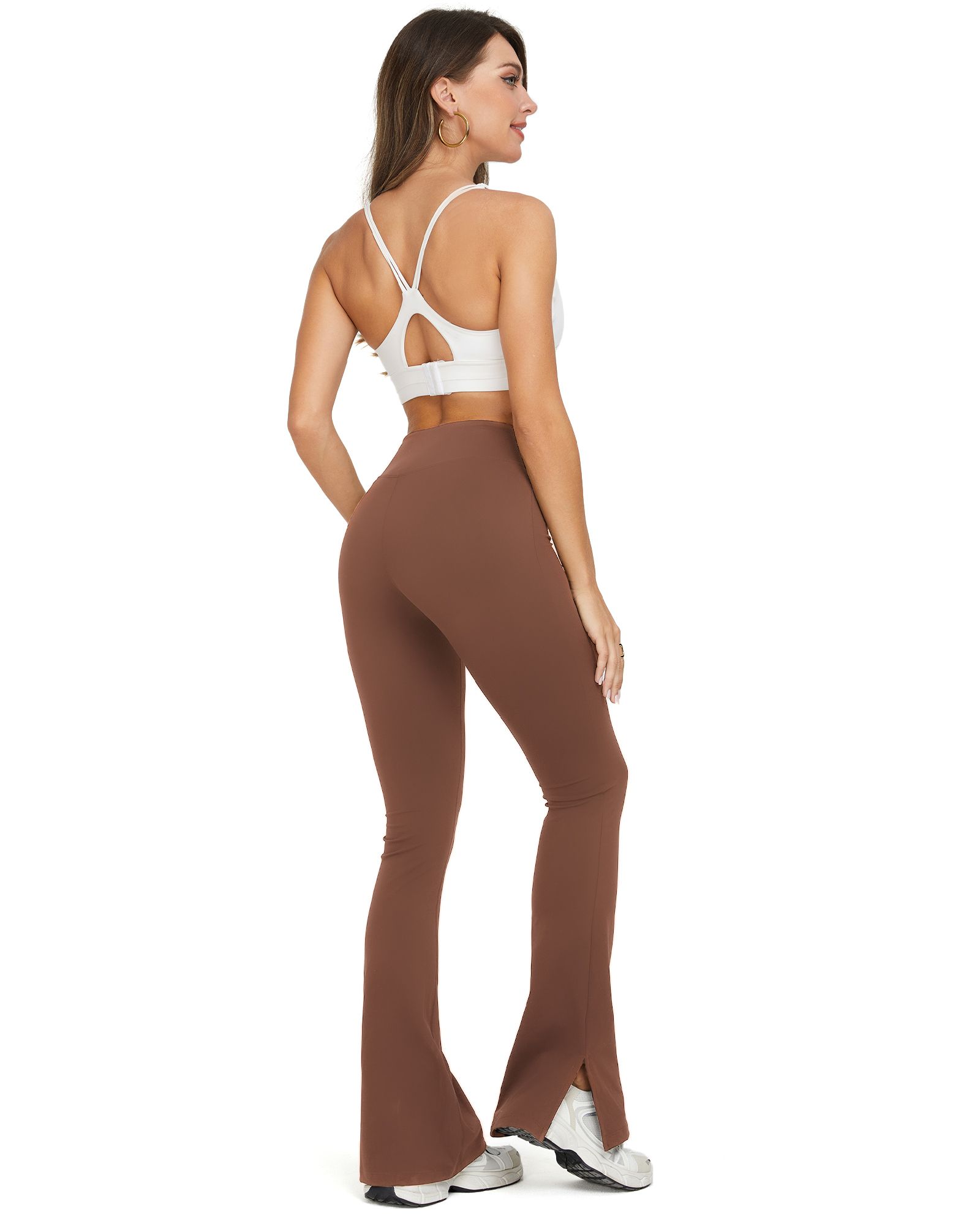 FITOP Womens Flared Leggings Slit Hem High Waist Bootcut Yoga Pants Buttery Soft Workout Bootleg Pants