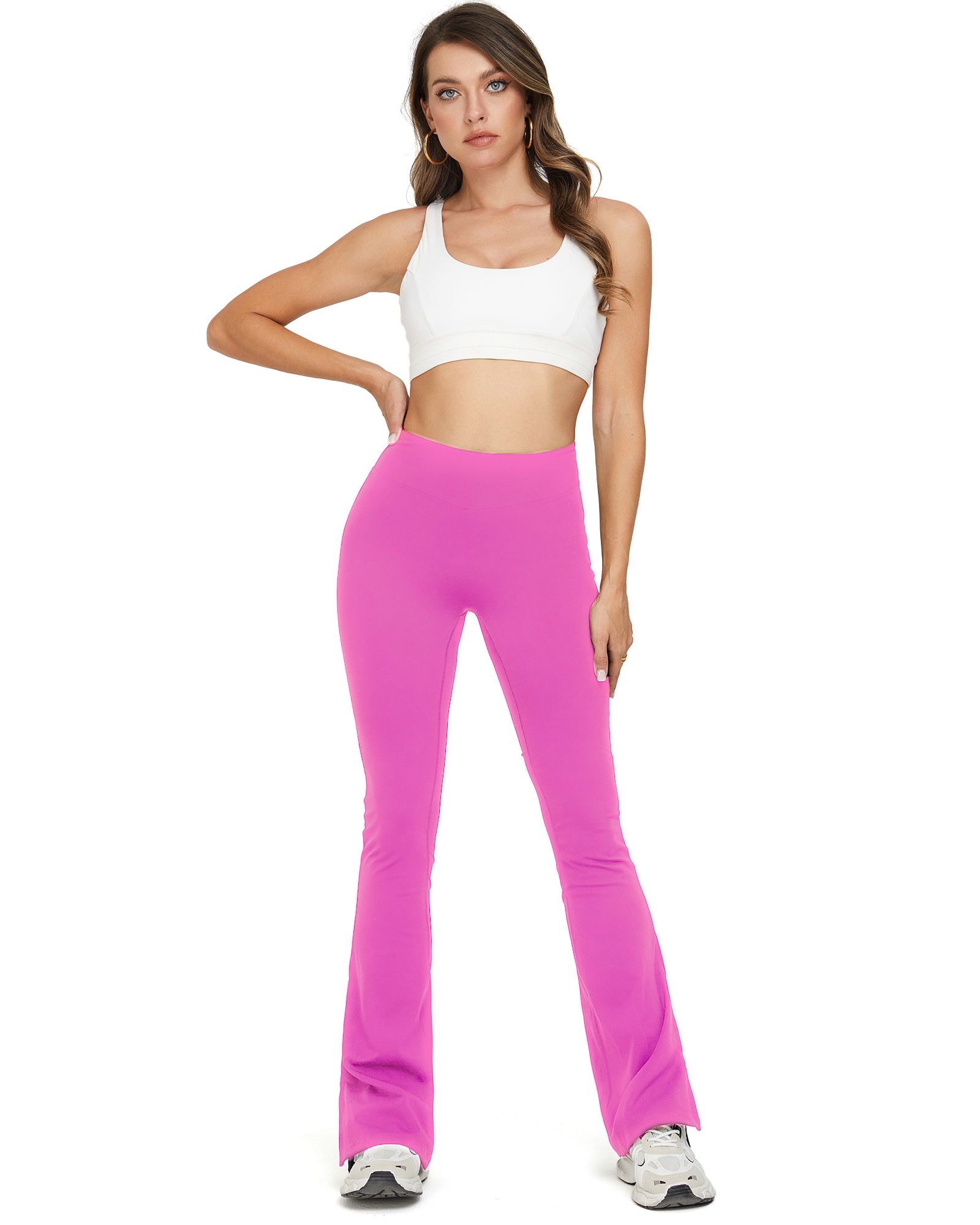 FITOP Womens Flared Leggings Slit Hem High Waist Bootcut Yoga Pants Buttery Soft Workout Bootleg Pants