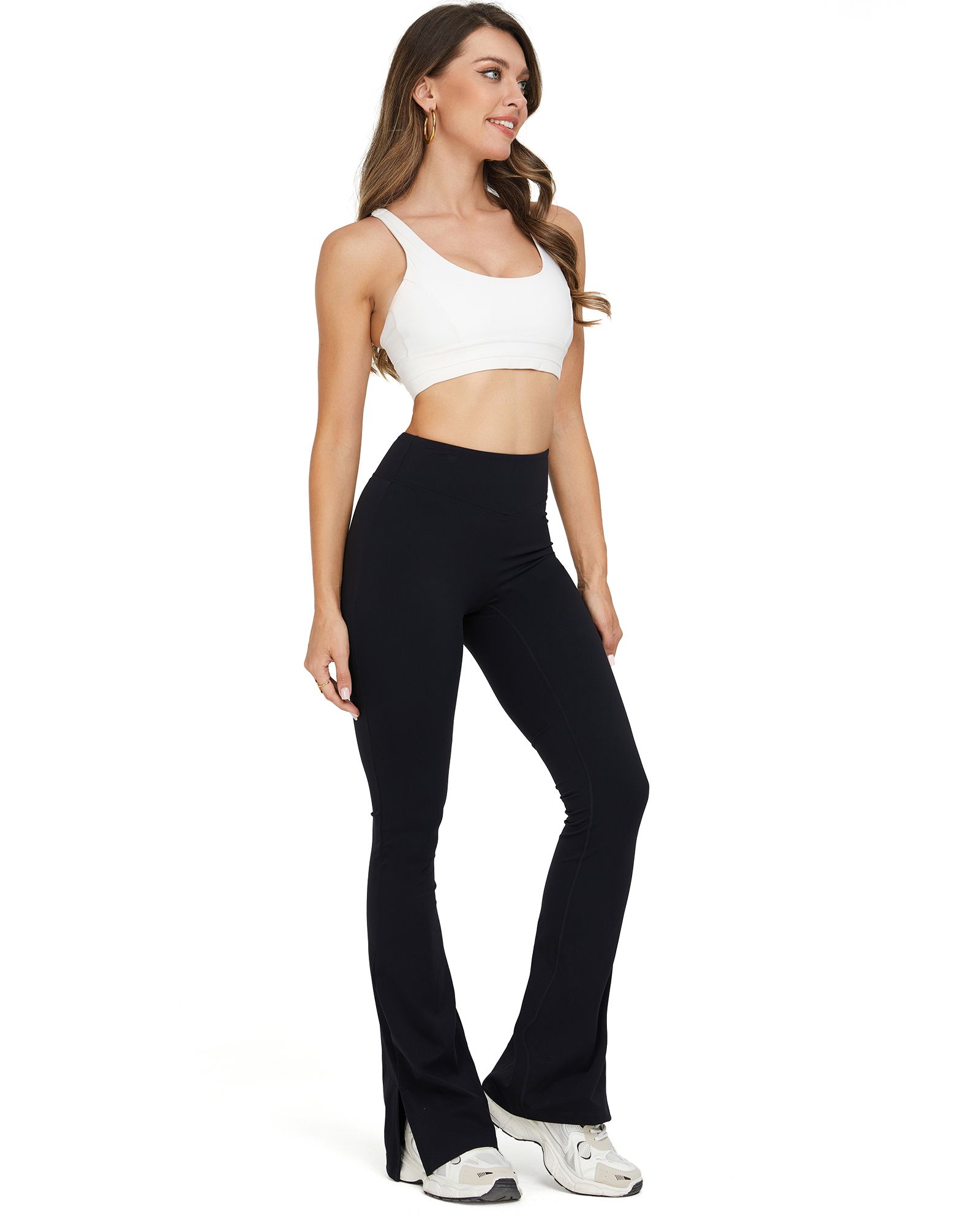 FITOP Womens Flared Leggings Slit Hem High Waist Bootcut Yoga Pants Buttery Soft Workout Bootleg Pants