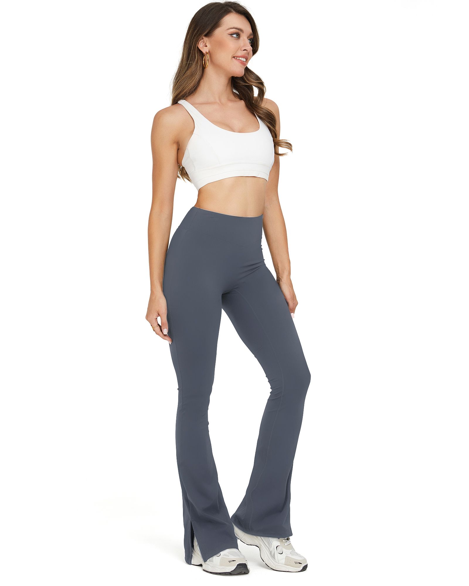 FITOP Womens Flared Leggings Slit Hem High Waist Bootcut Yoga Pants Buttery Soft Workout Bootleg Pants
