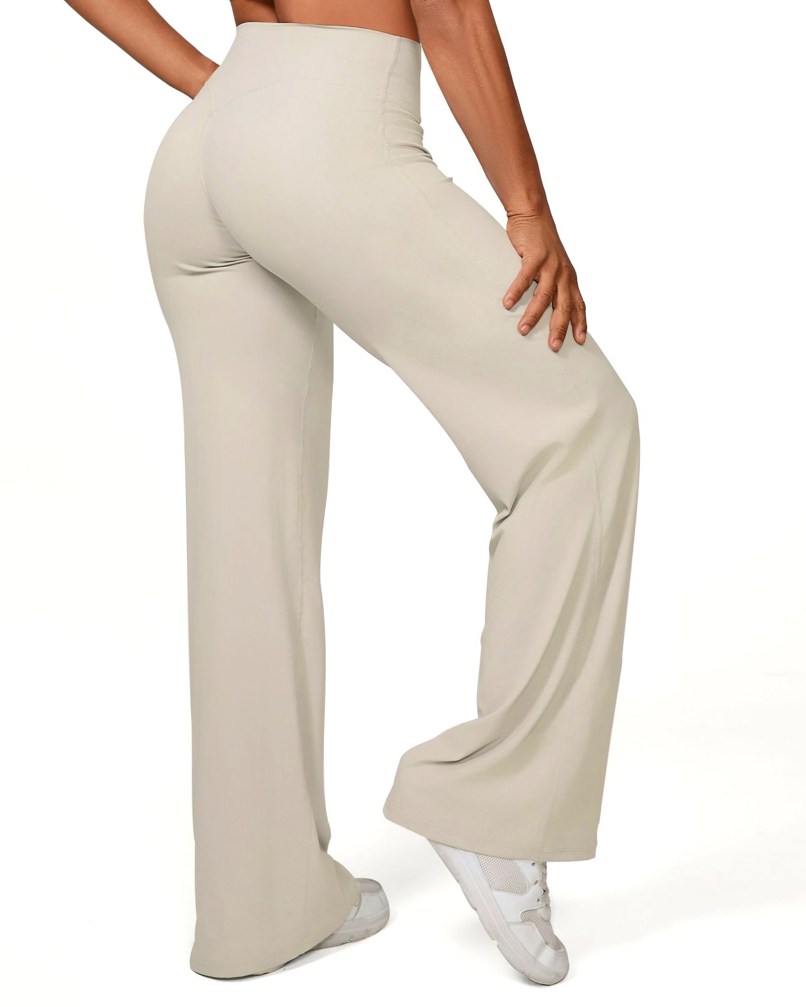 【14】FITOP Yoga Pants Women Wide Leg Pants High Waist Gym Workout Straight Leg Bottoms Stretch Casual Yoga Pants