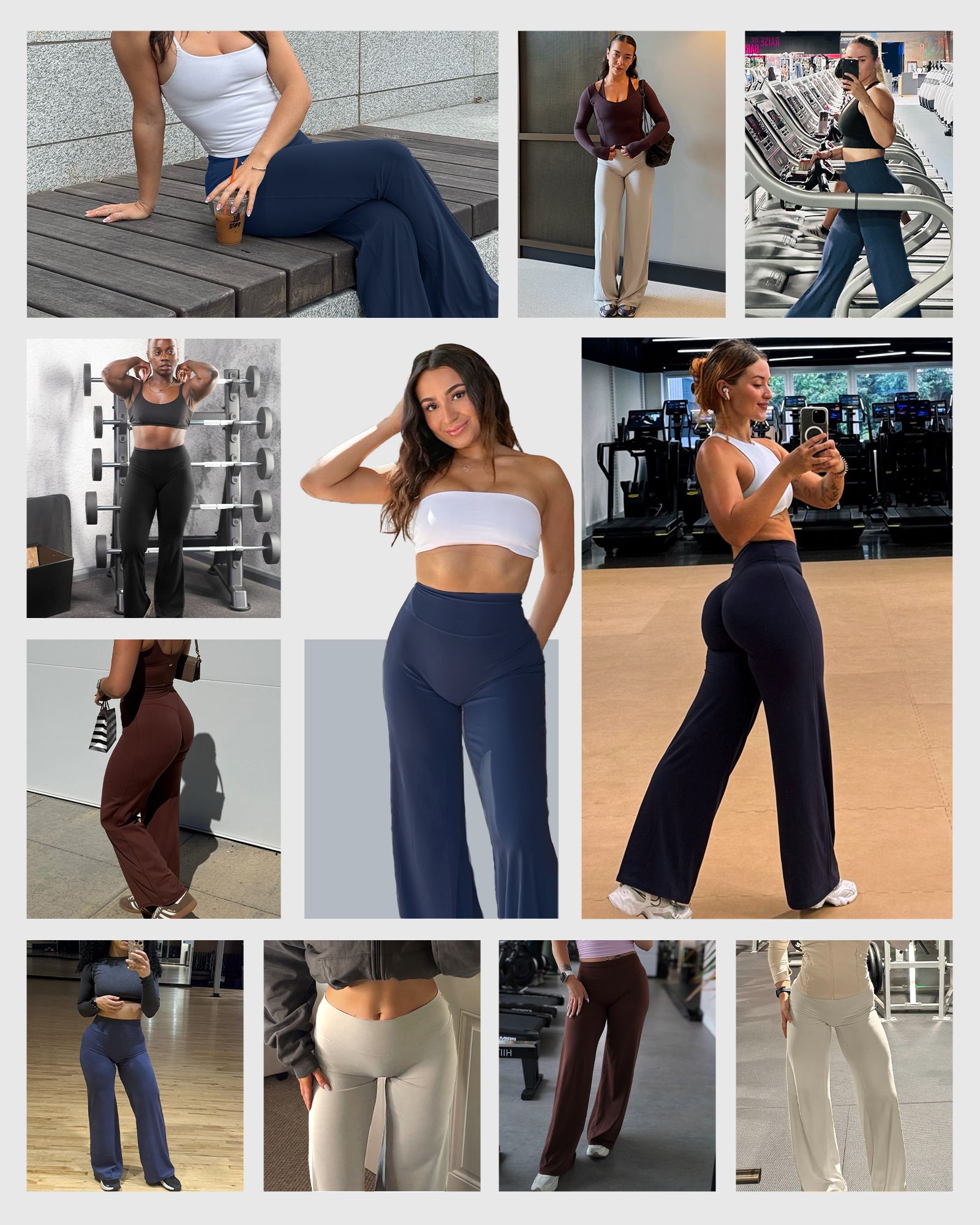 【14】FITOP Yoga Pants Women Wide Leg Pants High Waist Gym Workout Straight Leg Bottoms Stretch Casual Yoga Pants