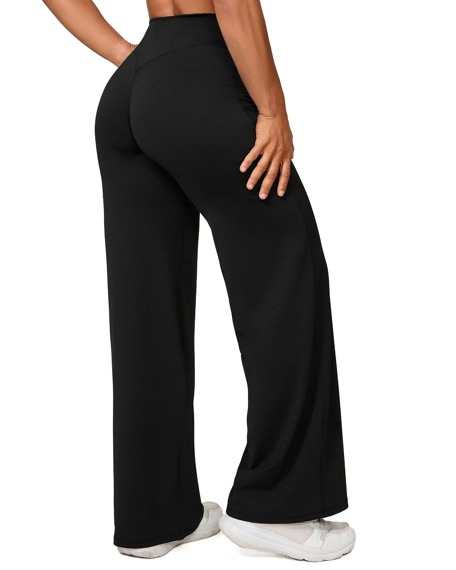 【19】FITOP Yoga Pants Women Wide Leg Pants High Waist Gym Workout Straight Leg Bottoms Stretch Casual Yoga Pants