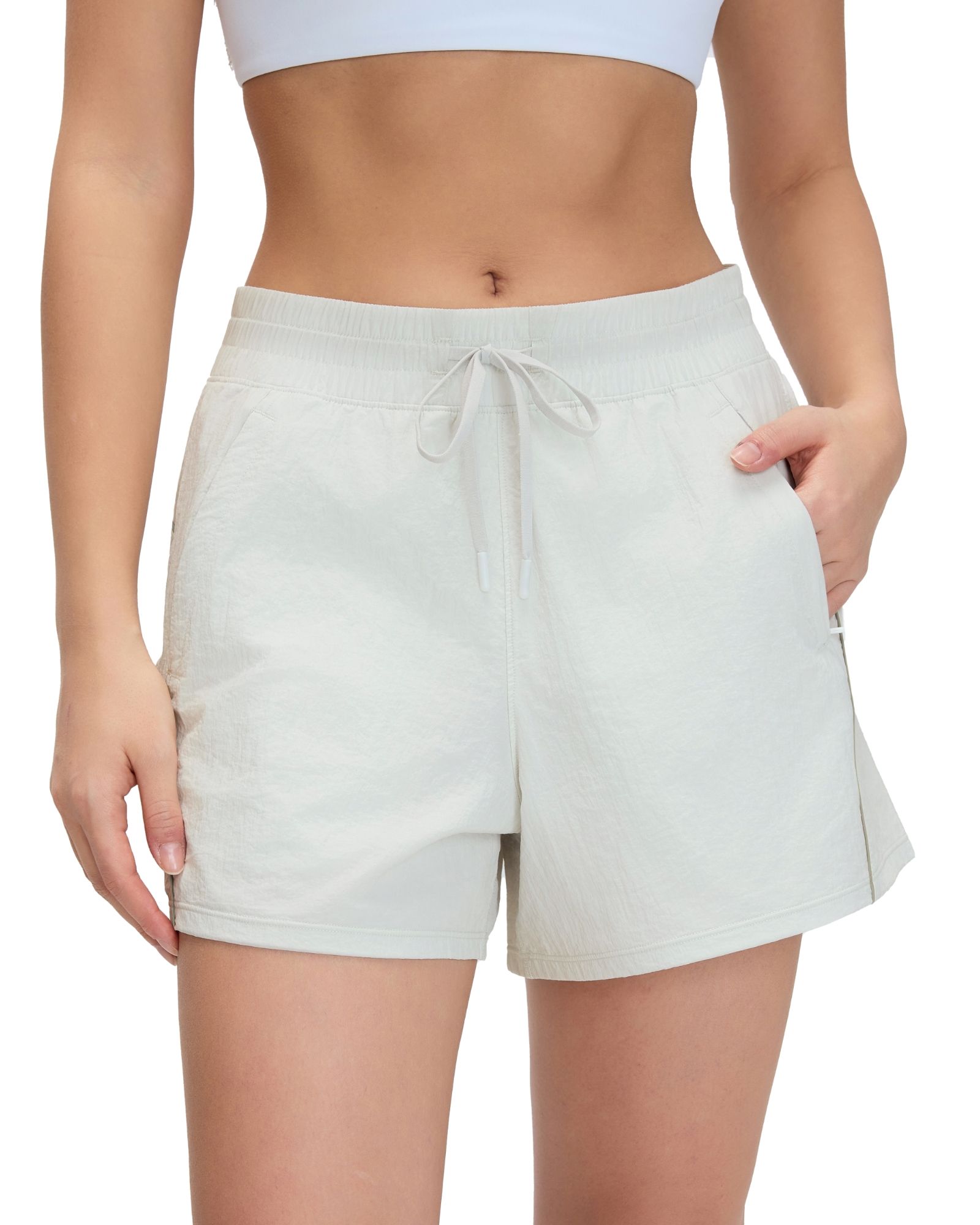 FITOP Women's High Waisted Running Shorts Quick Dry Athletic Casual Shorts with Zipper Pockets