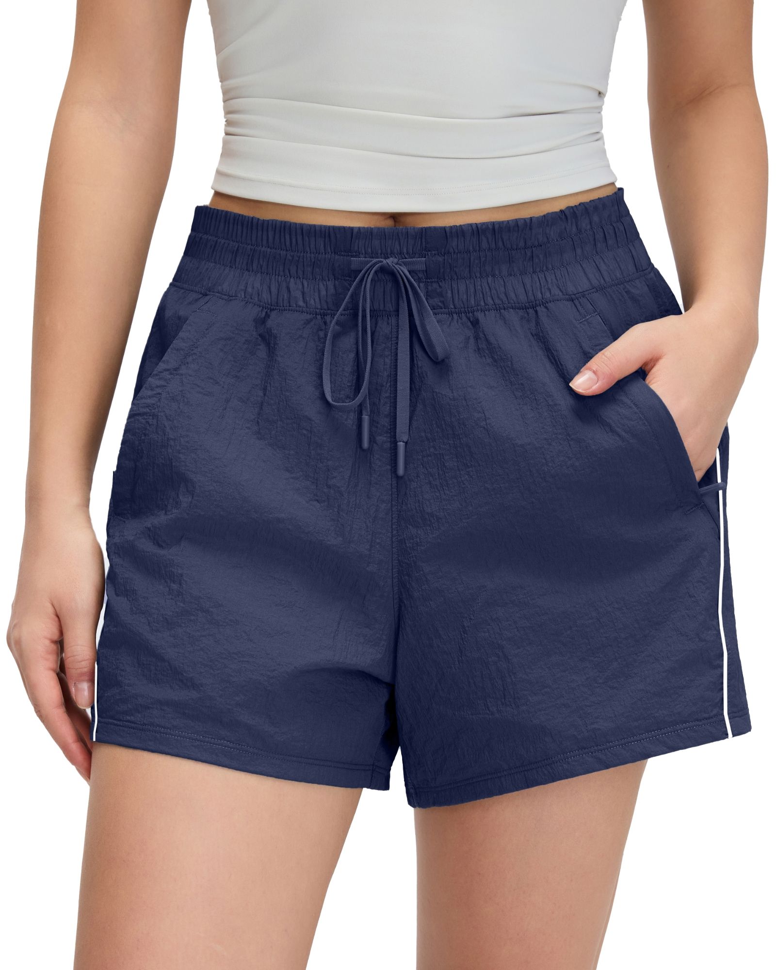 FITOP Women's High Waisted Running Shorts Quick Dry Athletic Casual Shorts with Zipper Pockets