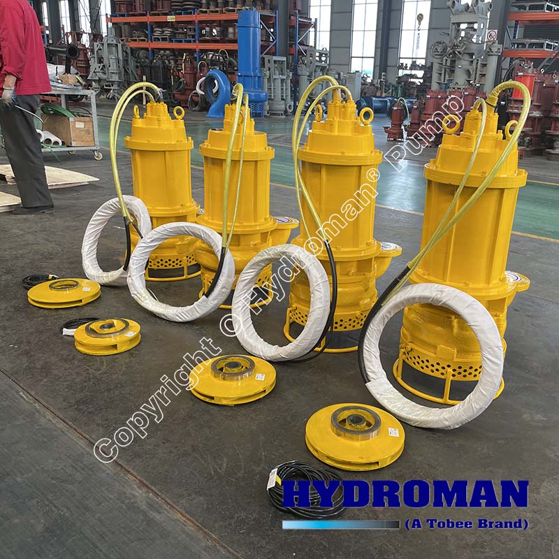 Mine site wastewater processing submersible slurry pumps