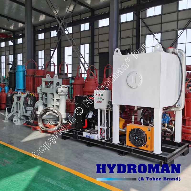 Hydraulic power packs for submersible slurry pump
