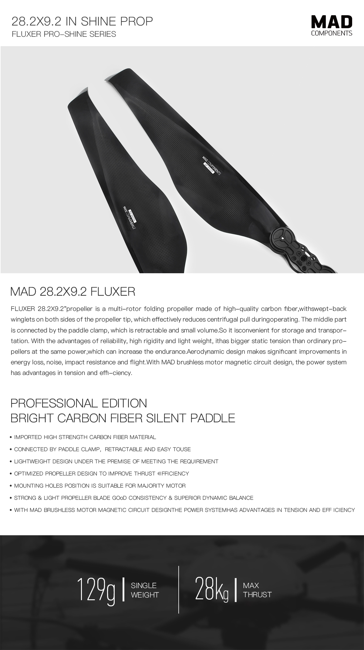FLUXER CF FOLDING PROP 28.2X9.2IN