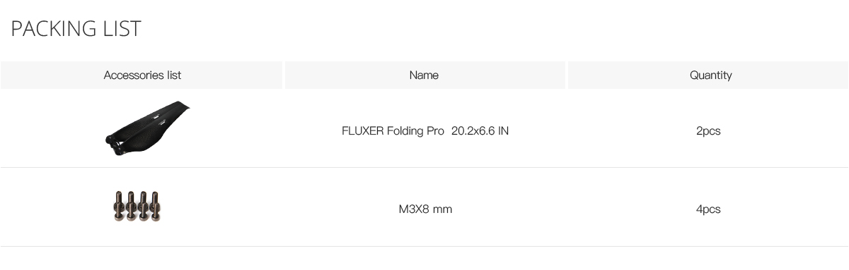 FLUXER CF FOLDING PROP 20.2×6.6IN