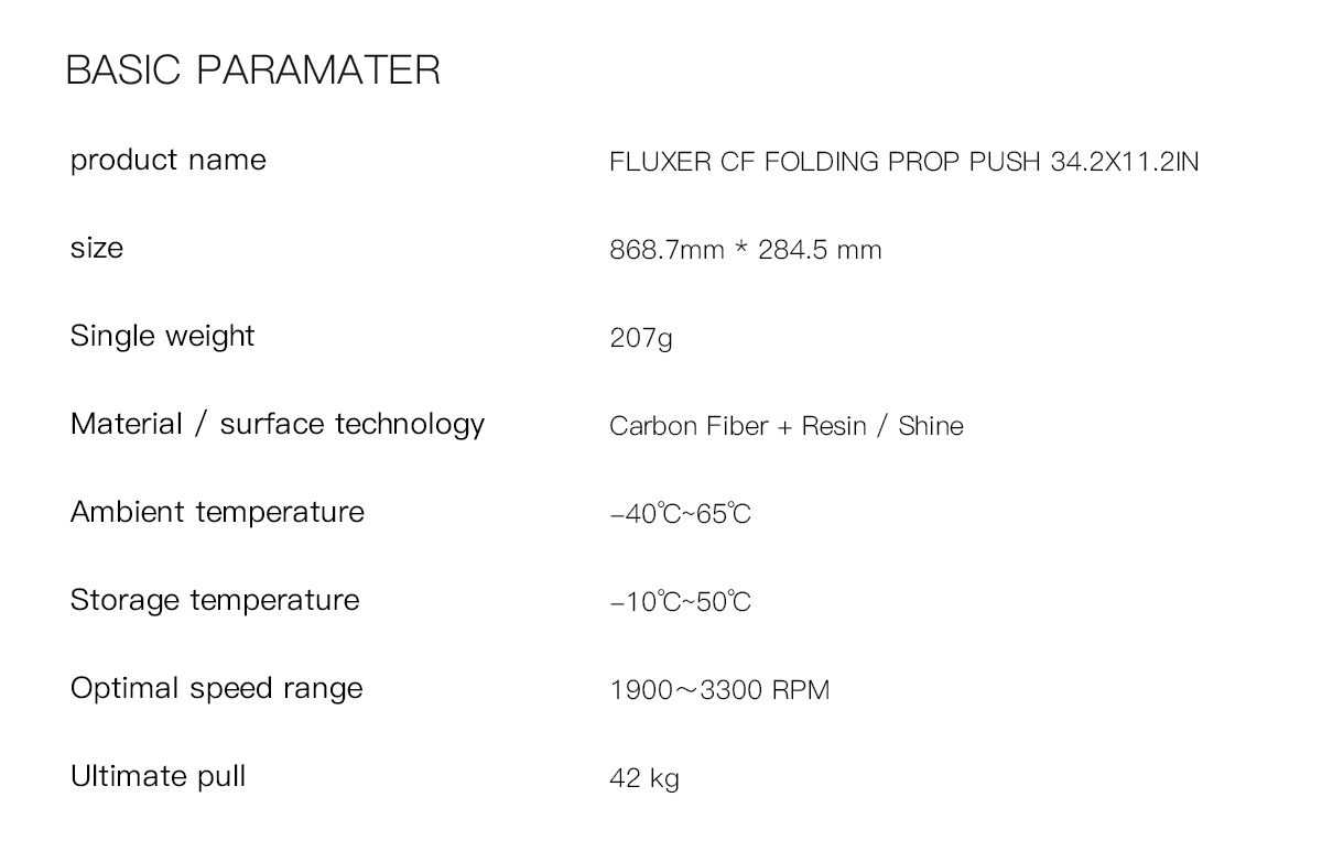 34.2X11.2in FLUXER Pro Glossy Carbon fiber folding propeller for the professional drone and multirotor 1pair(CW+CCW)