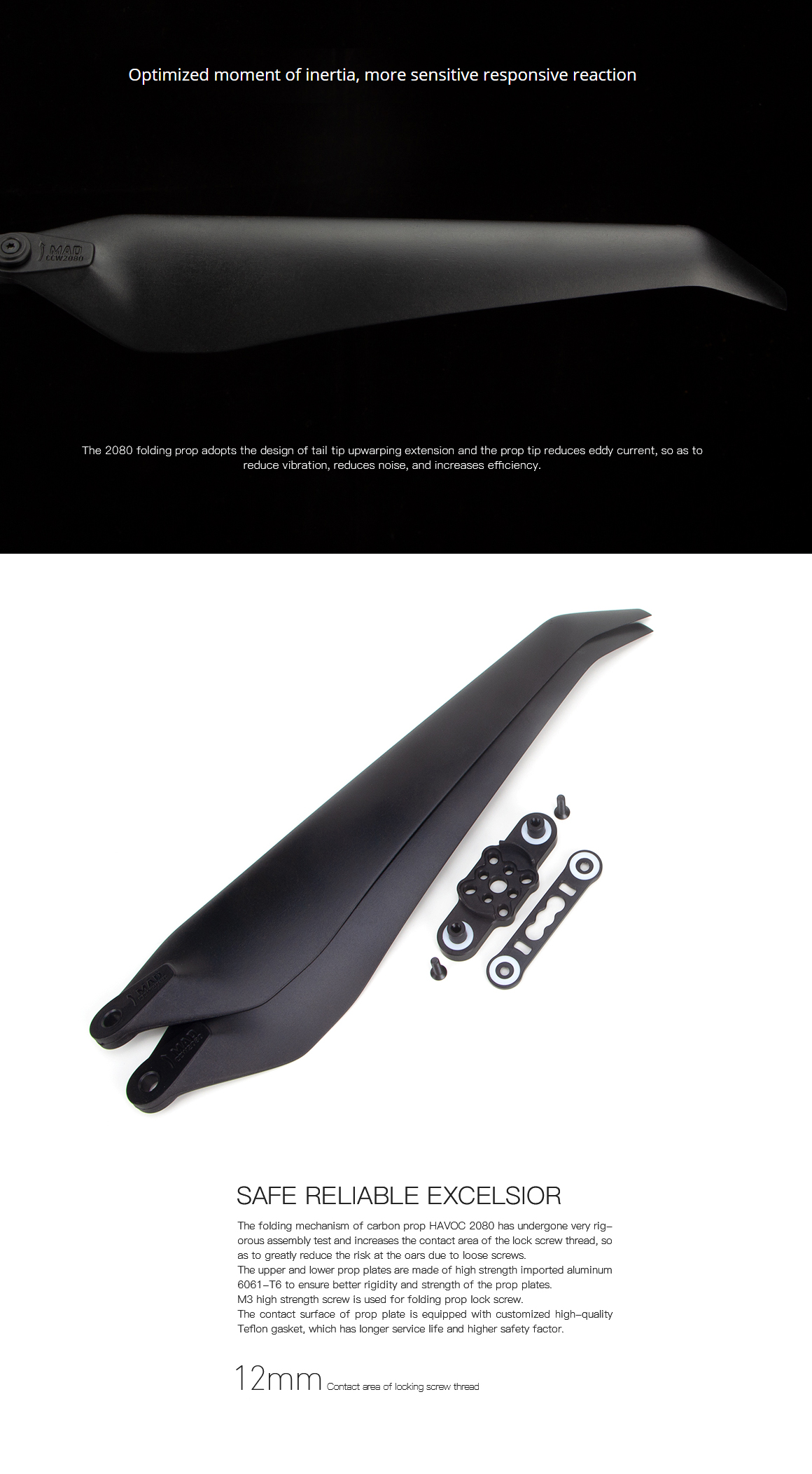 20X8 in HAVOC AW polymer folding propeller for drone multirotor CW+CCW 1 pair