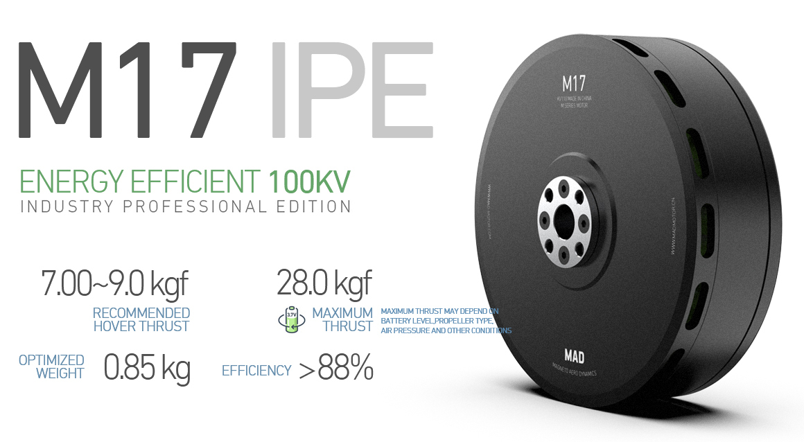 MAD M17  IPE V1.1 brushless motor for the heavey hexacopter octocopter firefighting drone and tethered drone