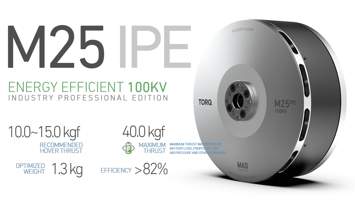 MAD M25 IPE 10kg-20kg hover thrust brushless motor for the heavy drone multirotor delivery aircraft