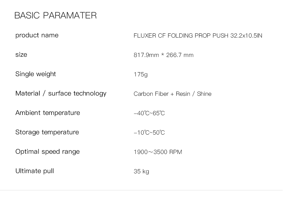 32.2X10.5in FLUXER Pro Glossy Carbon fiber folding propeller for the professional drone and multirotor 1pair(CW+CCW)