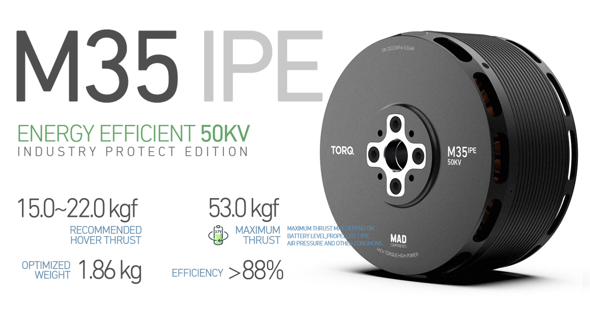MAD TORQ M35 IPE for an Unmanned VTOL / Multi-Copter (Hexa,Octo) Personal Aerial Vehicle (PAV)