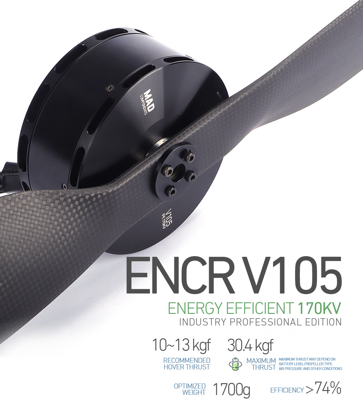ENCR V105 eVTOL Electronic feathering propeller propulsion system