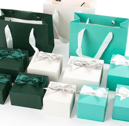 2PCS paper card jewelry box with ribbon