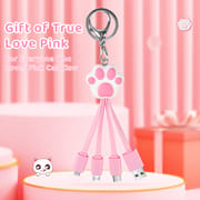 CWC Funny Cute Pink Cat Claw 3in1 Charging Cable Cartoon Multiple Keychain Mobile Phone 3 in 1 USB Charging Cable