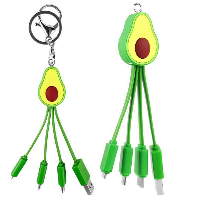 CWC Avocado Design Multi 3 in 1 USB Charger Cord Micro Type C Charging Cable