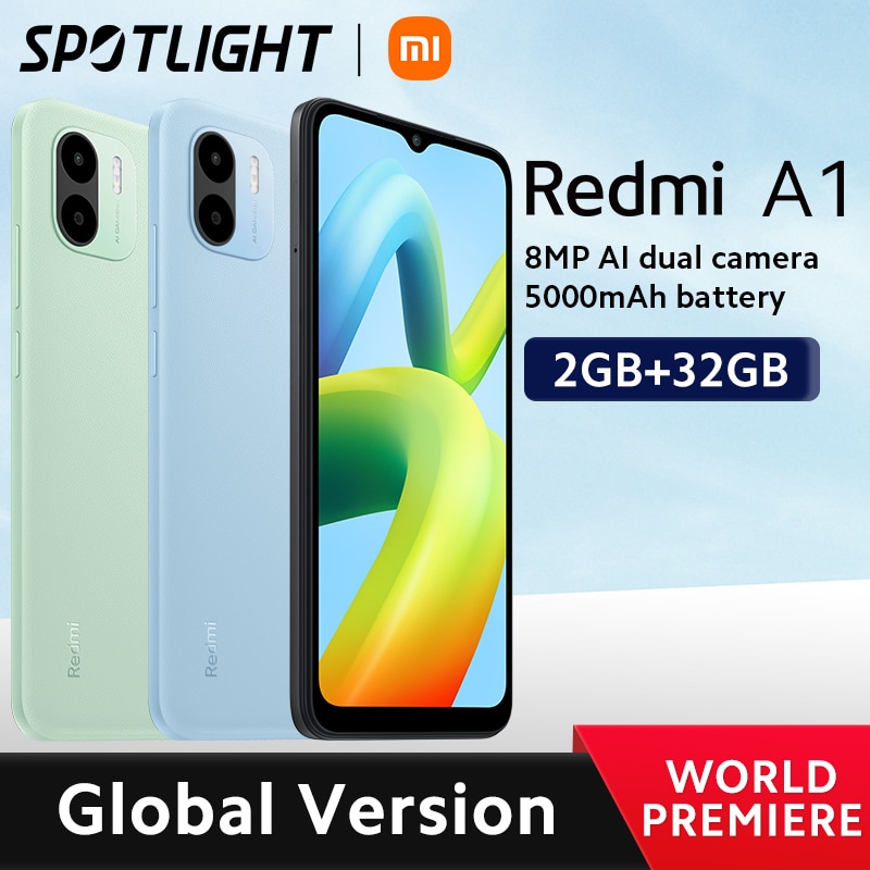 Xiaomi Redmi A1 Global Version Smartphone 2GB RAM 32GB ROM MTK Helio A22 8MP Camera Cellphone 5000mAh Battery A 1 Moble phone
