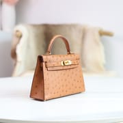 MINI KELLY 20 37 GOLD OSTRICH GHW