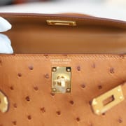 MINI KELLY 20 37 GOLD OSTRICH GHW