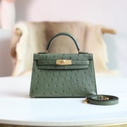 MINI KELLY 20 6H OLIVE GREEN OSTRICH GHW
